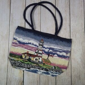Gajimoti Tapestry‎ Tote Bag Lighthouse Scene Travel Shoulder Bag Purse